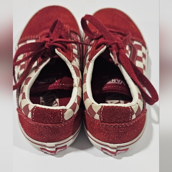 Vans Kids Size 13 Boy Girl Red Checkered Suede Sneakers - Picture 5 of 11